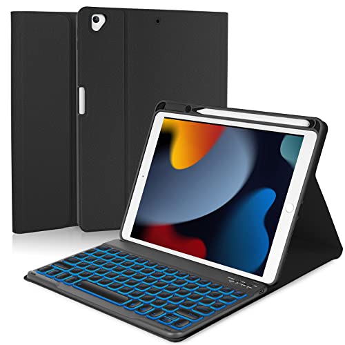 Eisuiyi iPad 10.2 9th 8th 7th Gen Tastaturhülle, kompatibel mit iPad Air3 10,5 Zoll / iPad Pro 10,5 Zoll, 7 Farben Hintergrundbeleuchtung abnehmbare Tastatur mit magnetischer Schutzhülle, eingebauter von Eisuiyi