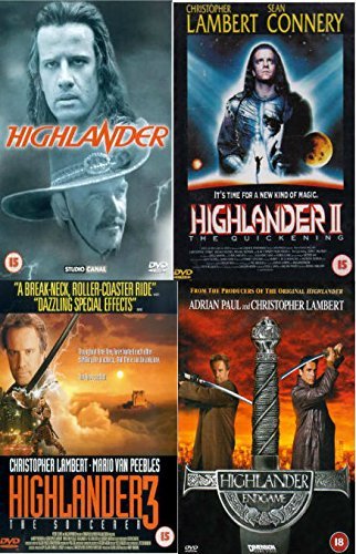 Highlander Complete Movie Anthology All Film [4 Discs] DVD Collection Boxset: Part 1, 2: Quickening , 3: Sorcerer , 4: End Game + Extras by Adrian Paul von Eiv