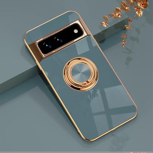 Eiyikof Kompatibel mit Google Pixel 8 Pro Hülle mit magnetischem, verstellbarem Ring, vergoldeter Rand und luxuriösem stoßfestem Schutz für Google Pixel 8 Pro, für Damen und Herren, Blau Eiyikof Kompatibel mit Google Pixel 8 Pro Hülle mit magnetischem, verstellbarem Ring, vergoldeter Rand und luxuriösem stoßfestem Schutz für Google Pixel 8 Pro, für Damen und Herren, Blau von Eiyikof