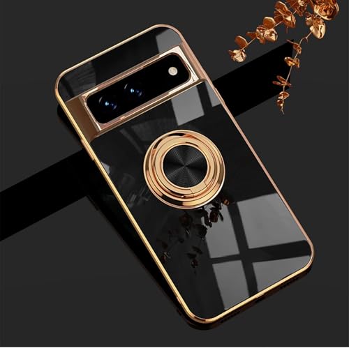 Eiyikof Kompatibel mit Google Pixel 8 Pro Hülle mit magnetischem, verstellbarem Ring, vergoldeter Rand und luxuriösem stoßfestem Schutz für Google Pixel 8 Pro, für Damen und Herren, Schwarz Eiyikof Kompatibel mit Google Pixel 8 Pro Hülle mit magnetischem, verstellbarem Ring, vergoldeter Rand und luxuriösem stoßfestem Schutz für Google Pixel 8 Pro, für Damen und Herren, Schwarz von Eiyikof