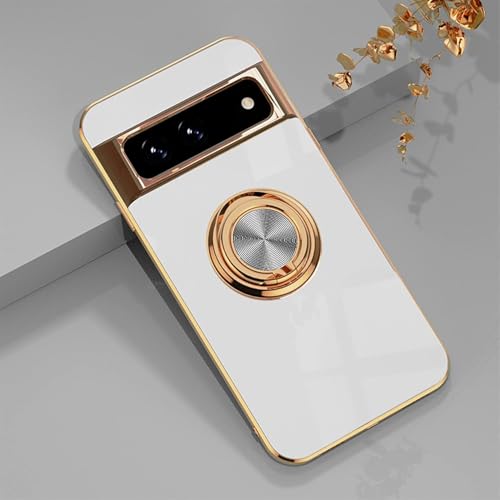 Eiyikof Kompatibel mit Google Pixel 8 Pro Hülle mit magnetischem, verstellbarem Ring, vergoldeter Rand und luxuriösem stoßfestem Schutz für Google Pixel 8 Pro, für Damen und Herren, Weiß Eiyikof Kompatibel mit Google Pixel 8 Pro Hülle mit magnetischem, verstellbarem Ring, vergoldeter Rand und luxuriösem stoßfestem Schutz für Google Pixel 8 Pro, für Damen und Herren, Weiß von Eiyikof