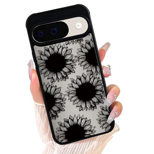 Eiyikof Kompatibel mit Google Pixel 9/9 Pro Hülle mit süßer Sonnenblume, luxuriöser stoßfester Schutz und schlanker dünner Schutzhülle für Google Pixel 9/9 Pro, transparente Schutzhülle für Damen und von Eiyikof