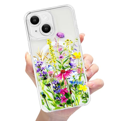 Eiyikof Kompatibel mit iPhone 14 Plus, magnetische, durchscheinende Schutzhülle, luxuriöse, stoßfeste Schutzhülle, niedliches Blumenmuster, harte transparente Hülle, iPhone 14 Plus Hülle für Damen und Eiyikof Kompatibel mit iPhone 14 Plus, magnetische, durchscheinende Schutzhülle, luxuriöse, stoßfeste Schutzhülle, niedliches Blumenmuster, harte transparente Hülle, iPhone 14 Plus Hülle für Damen und von Eiyikof