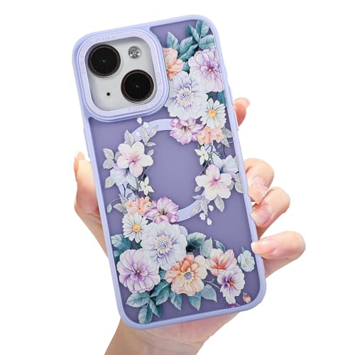 Eiyikof Kompatibel mit iPhone 15, magnetische, matte, durchscheinende Hülle, luxuriöse, stoßfeste MagSafe-Hülle, niedliches Blumenmuster, harte Rückseite, iPhone 15 Hülle für Frauen und Mädchen, Eiyikof Kompatibel mit iPhone 15, magnetische, matte, durchscheinende Hülle, luxuriöse, stoßfeste MagSafe-Hülle, niedliches Blumenmuster, harte Rückseite, iPhone 15 Hülle für Frauen und Mädchen, von Eiyikof