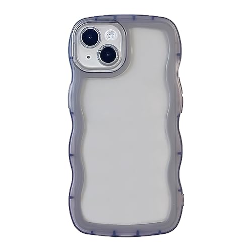 Eiyikof Transparente Schutzhülle für iPhone 13 Mini, niedlich, einfarbig, gewellter Rahmen, transparent, weiches Silikon, kratzfest, stoßfest, schlanke Schutzhülle für Damen und Mädchen, Schwarz von Eiyikof