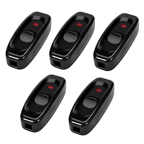 5Pcs Zwischenschalter, Inline Schalter Schnurschalter AC 250V 10A Kabelschalter Lampenschalter mit LED-Kontrollleuchte für Lampe Tischlampe Schreibtischlampe Bettlampe Schwarz von Ejoyous