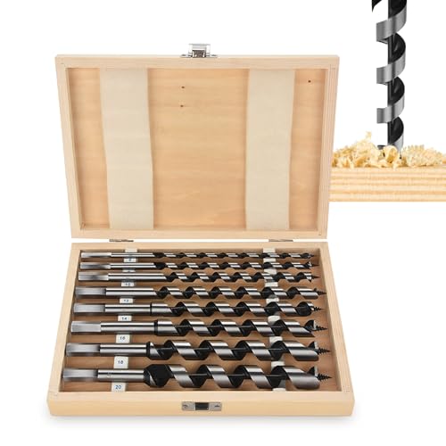 8 Stück Schlangenbohrer Set, Holzbohrer Lang Set Kohlenstoffstahl Schlangen-Bohrer Satz Kunstbohrer mit Holzkiste für Holzbearbeitung Mehrzweckbohrer Schaft Holz Tools 6 8 10 12 14 16 18 20 mm von Ejoyous