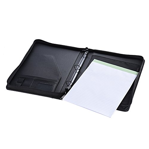 A4 Modernes Portfolio, Weiches PU -Leder, Taschen mit Großer Kapazität, Reißverschluss, Stiftschleife, Nachfüllbares Schreibblock für Besprechungen, Interviews von Ejoyous