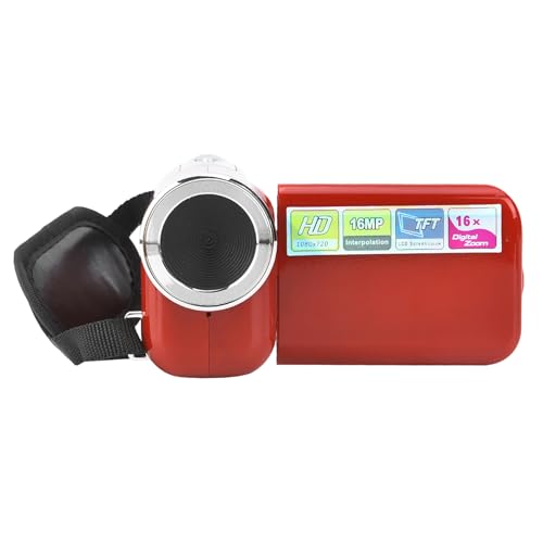 Digitale Videokamera, 16-facher Digitalzoom 1080P TFT-Camcorder Kleine Größe Leichter -DV-Videocamcorder für Videokamera-Camcorder Kinder Anfänger Teenager (rot) von Ejoyous