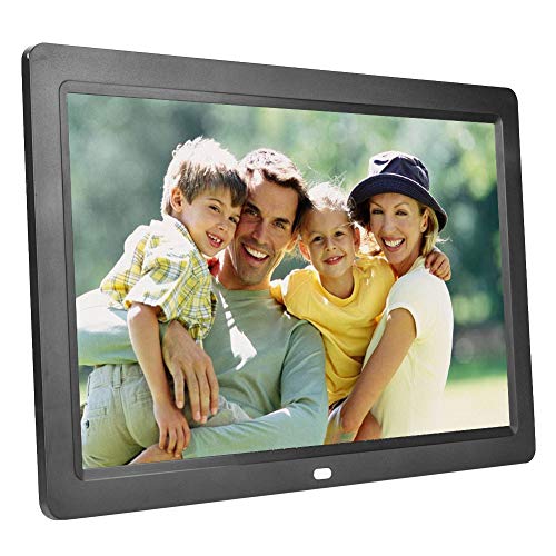 Digitaler Bilderrahmen, Full HD 12 Zoll 1280 * 800HD Display Foto/Musik/Video-Player Kalender Wecker automatischer EIN/aus Timer mit Fernbedienung, unterstützt USB-und SD-Karte(Black) von Ejoyous