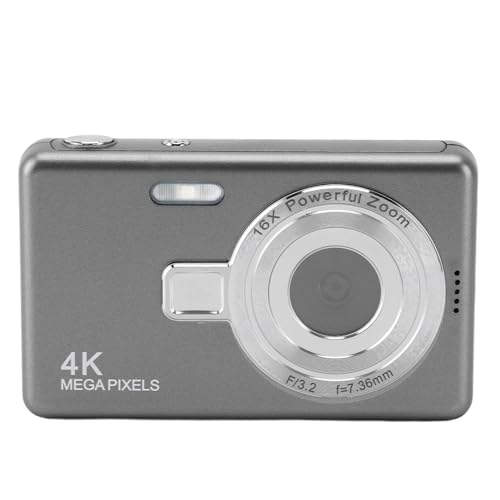 Digitalkamera, 1080p Fotokamera Tragbare Kompaktkamera Kamera Kompaktkamera mit 2,4 LCD Bildschirm 16X Digitalzoom, für Kinder Teenager Student Anfänger (Gray) von Ejoyous