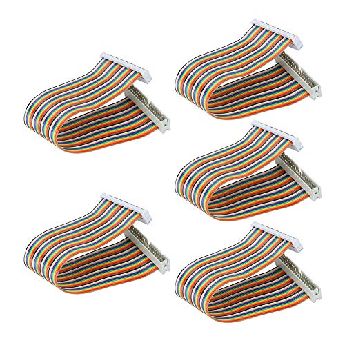 Ejoyous 5 Stück GPIO Flachband Ribbon Kabel, 40 Pins Flexibles Flachbandkabel Rainbow Female GPIO Adapterkabel Extension Männlich Weiblich für Raspberry Pi Flachban 20cm von Ejoyous