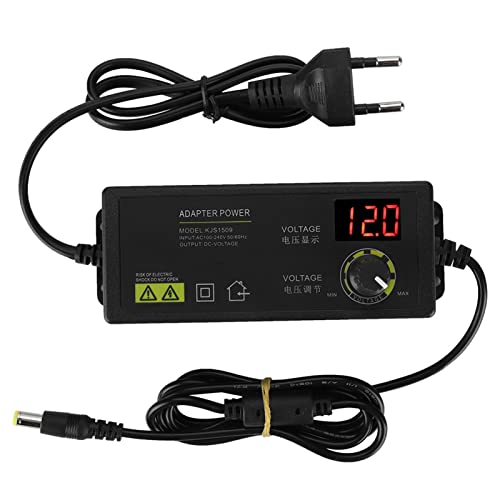 Ejoyous 60W Einstellbares Netzteil, Interferenz freier Netzteiladapter 3-12V Einstellbare Spannung Motor-Drehzahlregelung Dimmbares Netzteil Adapter für elektronische Geräte von Ejoyous