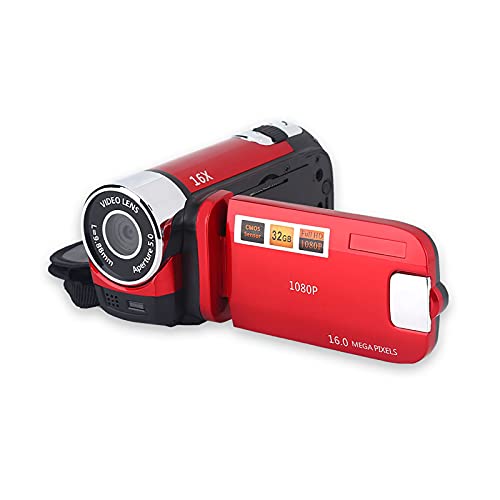 Ejoyous Digitaler Camcorder, 16X Full HD Videokamera High Definition Videokamera mit 270 Grad Drehbildschirm Unterstützt Fotografie und Video mit 2,7-Zoll Display für Home Party Camping (Rot) von Ejoyous