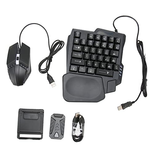 Ejoyous Gaming -Tastatur und Mauskombination, 4 in 1 Mobile Game Combo Pack Mobile Gamepad Controller, Backbeleuchtung Tastatur, Mauskonverter von Ejoyous