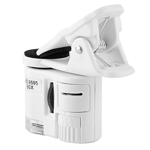 Handy Mikroskop, Mini Mikroskop Handy Lupe 60-fache LED-UV-Licht Mini-Taschenfernrohr Makro-Fotoobjektiv für Handy Professionelles Mini-Handy-Clip-Mikroskop von Ejoyous