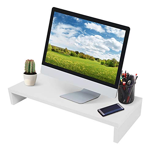 Ejoyous Monitorständer Purpurweiß, Zoom Monitorerhöhung Schreibtischaufsatz Computer Monitor Stand Bildschirmerhöhung mit stauraum Bildschirmständer für PC Notebook 56x22x7,7cm von Ejoyous