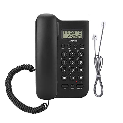 Ejoyous Schnurgebundenes Telefon, Desktop Telefon Festnetztelefon mit Elastischem Kabel Wandtelefon Kabelgebunden Telefon mit Schnur undAnrufe Display, für Zuhause Büro Hotel(Schwarz) von Ejoyous