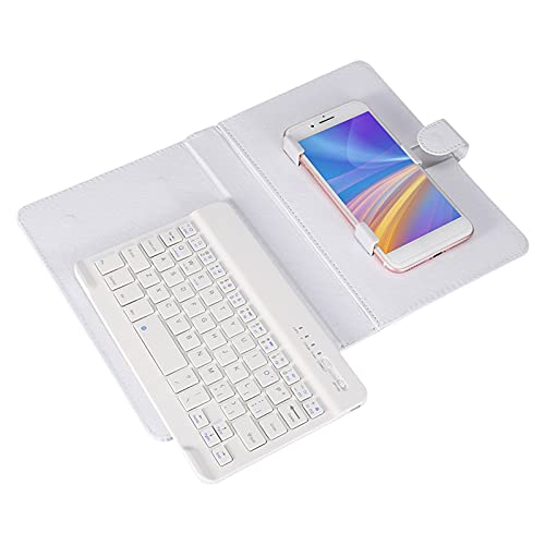 Ejoyous Universelle Kabellose Bluetooth-Tastatur mit Schutzhülle, Abnehmbarer Ergonomischer Tastatur und Ständer, Kompatibel mit Android, Windows, IOS (White) von Ejoyous