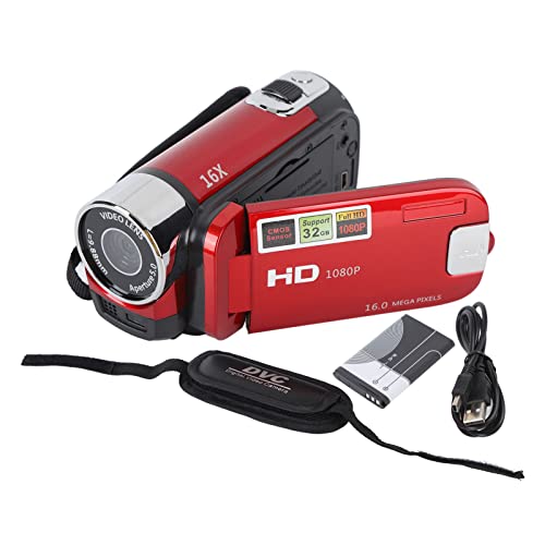 Ejoyous Videokamera Camcorder, 4K 48MP DV -Kamera 2.7in TFT Rotatable Bildschirm 16x Digitales Zoom Videokamera mit USB -Kabel (Rot) von Ejoyous