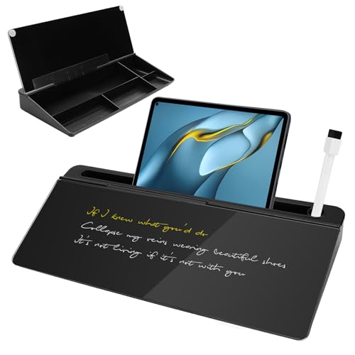 Glas Blackboard, Schwarz Glastafel Whiteboard, Desktop Memoboard als Dock Handy Ständer, Tablet Ständer Tastatur Ständer Schreibtisch Organizer mit Zubehör für Büro Zuhause Glas Blackboard, Schwarz Glastafel Whiteboard, Desktop Memoboard als Dock Handy Ständer, Tablet Ständer Tastatur Ständer Schreibtisch Organizer mit Zubehör für Büro Zuhause von Ejoyous