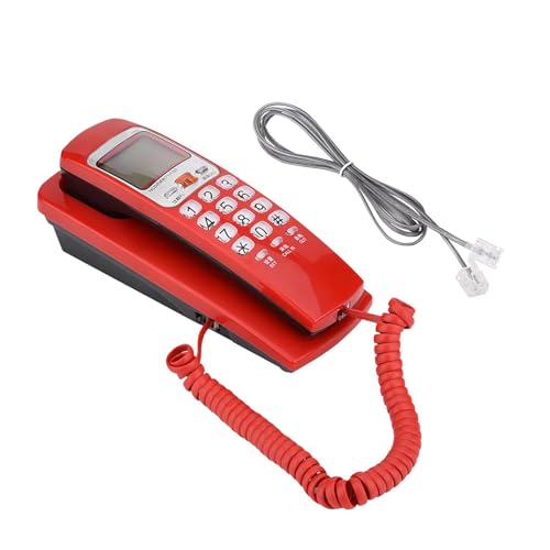 Kabelgebundenes Telefon, Wandtelefon Festnetztelefon mit FSK/DTMF-Anrufererkennung schnurgebunden für den Schreibtisch modernes Nebenstellentelefon (Rot) von Ejoyous