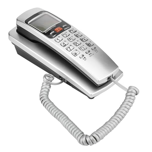 Kabelgebundenes Telefon, Wandtelefon Festnetztelefon mit FSK/DTMF-Anrufererkennung schnurgebunden für den Schreibtisch modernes Nebenstellentelefon für Zuhause (Silver) von Ejoyous