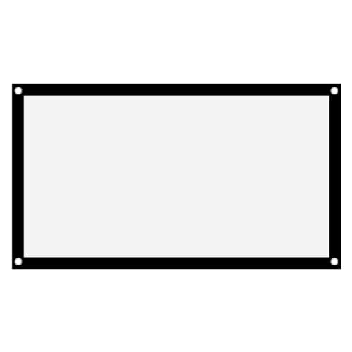 Ejoyous Leinwand Beamer Outdoor, 16:9 HD Tragbare Beamer Leinwand Rollo Projektion Bildschirm, Anti-Falten, Polyester, Glänzend, Schwarz-Weiß, Front- und Rückprojektion, Wandmontage von Ejoyous
