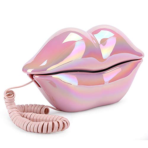 Lippen Telefon Festnetztelefone, Desk Telefon Lippentelefon Modisches schnurgebundenes Telefon mit Speicherfunktion für Home Office Dekoration Mädchen Geschenk von Ejoyous