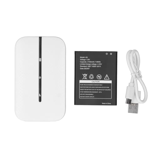 Mobiler WLAN Router, 4G LTE Tragbarer WLAN Hotspot für Unterwegs WiFi Router mit SIM Kartensteckplatz, 300 Mbit/s 2100-mAh-Akku (8 Std.) Verbindung von 10 Geräten Gleichzeitig von Ejoyous