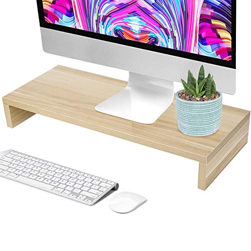 Monitorständer, Computer Monitor Riser Holz Monitor Erhöhung Ständer Bildschirmständer Laptop Schreibtisch Organizer LCD Screen Lifter für Büro Schlafzimmer 50 x 20 x 7,6 cm Holzfarbe von Ejoyous