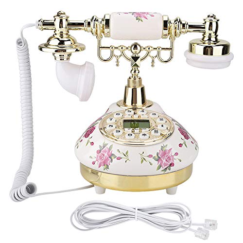 Retro Telefon Altmodisches Festnetztelefon, Antikes Telefon Alte Mode Nostalgie Telefon Vintage mit Keramikgehäuse Kabelgebundenes Desktop-Telefon mit LCD-Display von Ejoyous