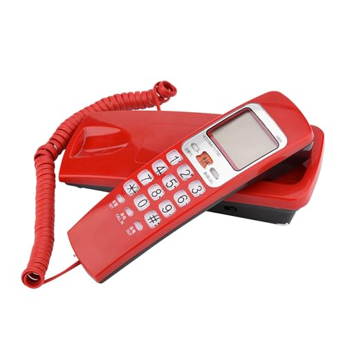 Schnurgebundenes Festnetztelefon, Tischtelefon Retro Wandtelefon mit FSK/DTMF Anruferkennung Wandmontage, für Büro Zuhause Senioren Hotel Küche (Rot) von Ejoyous