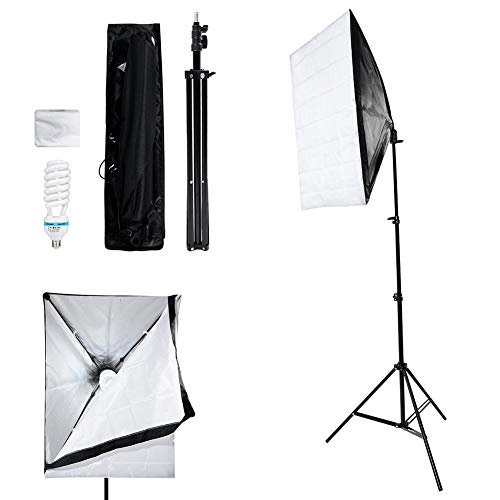 Softbox Set 50×70cm, 135W Fotostudio Professionelle Fotografie Fotolicht Studio Set Fotolampen Höhenverstellbar 0,8-2m mit Aufbewahrungstasche für Studio- und Outdoor-Fotografie von Ejoyous