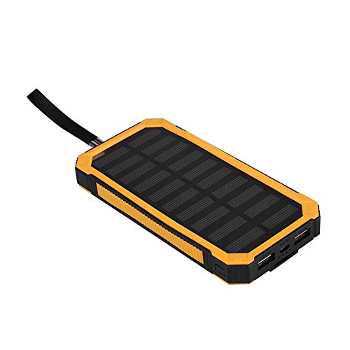 Solar Powerbank, 20000 MAh Solar Ladegerät USB 2 Ausgänge Kabellose Powerbank Schnellladung Handy-Ladegerät mit Taschenlampe für Camping Wandern Ausflüge Im Freien(Gelb) von Ejoyous