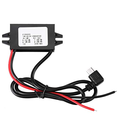 Spannungswandler 12V auf 5V, DC-DC Abwärtswandler Regler Mini USB Abwärtsmodul Transformator Stromwandler Kabel Adapter Anschluss, für Auto Motorrad Fahrrad E-Bike Boot von Ejoyous