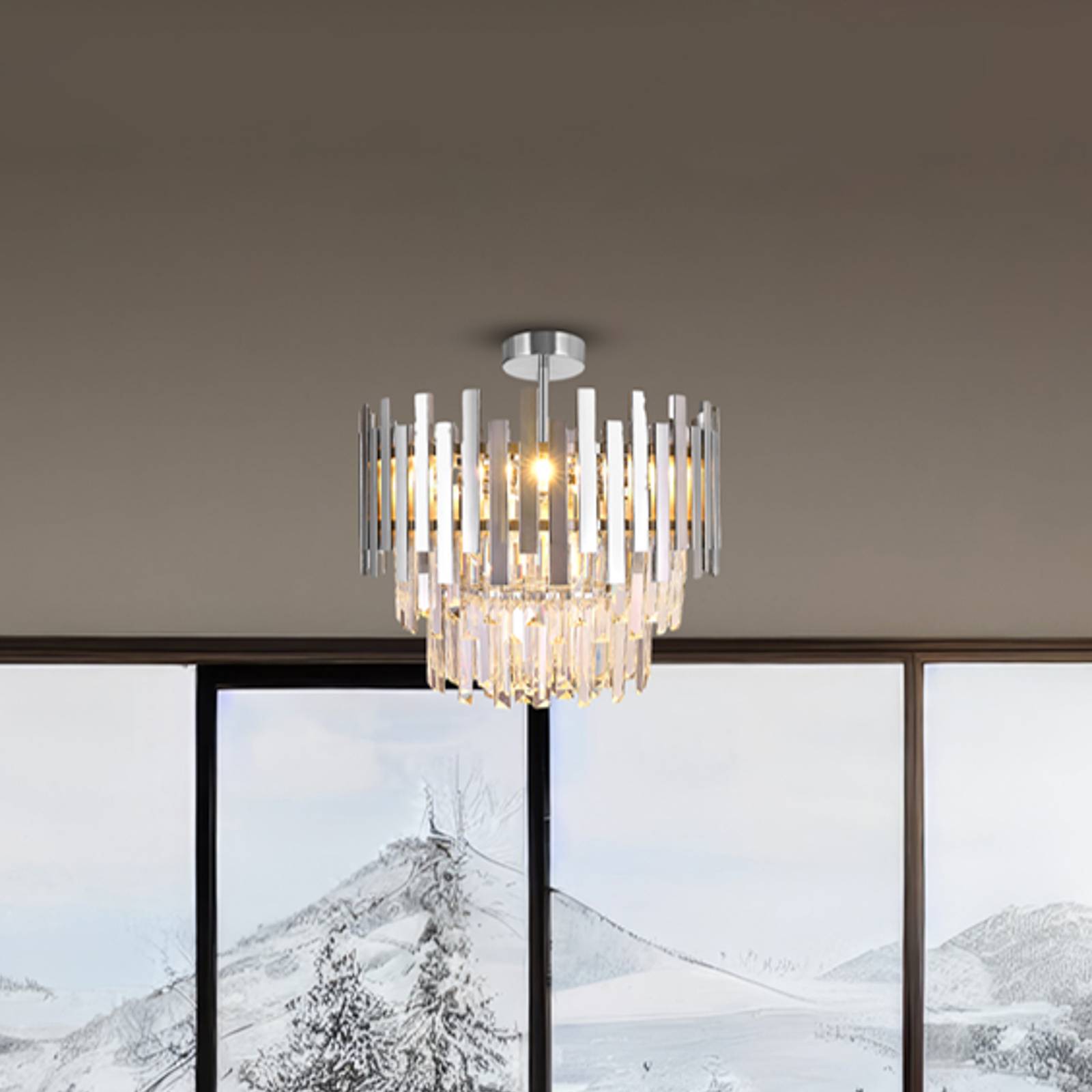 Deckenlampe Aspen Metall chromfarben, Glaskristalle, Ø 45 cm Deckenlampe Aspen Metall chromfarben, Glaskristalle, Ø 45 cm von Eko-Light