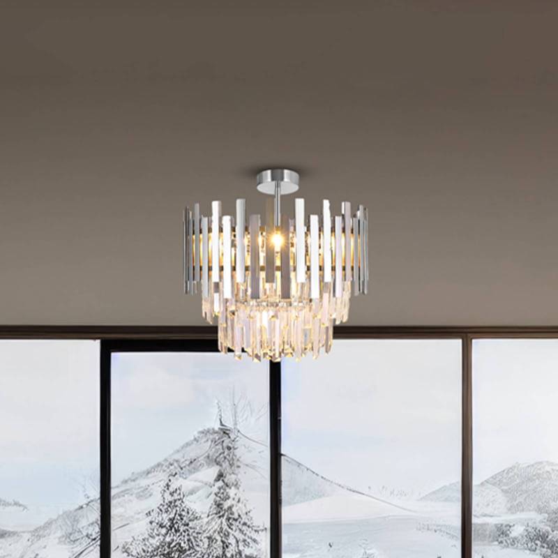 Deckenlampe Aspen Metall chromfarben, Glaskristalle, Ø 45 cm von Eko-Light