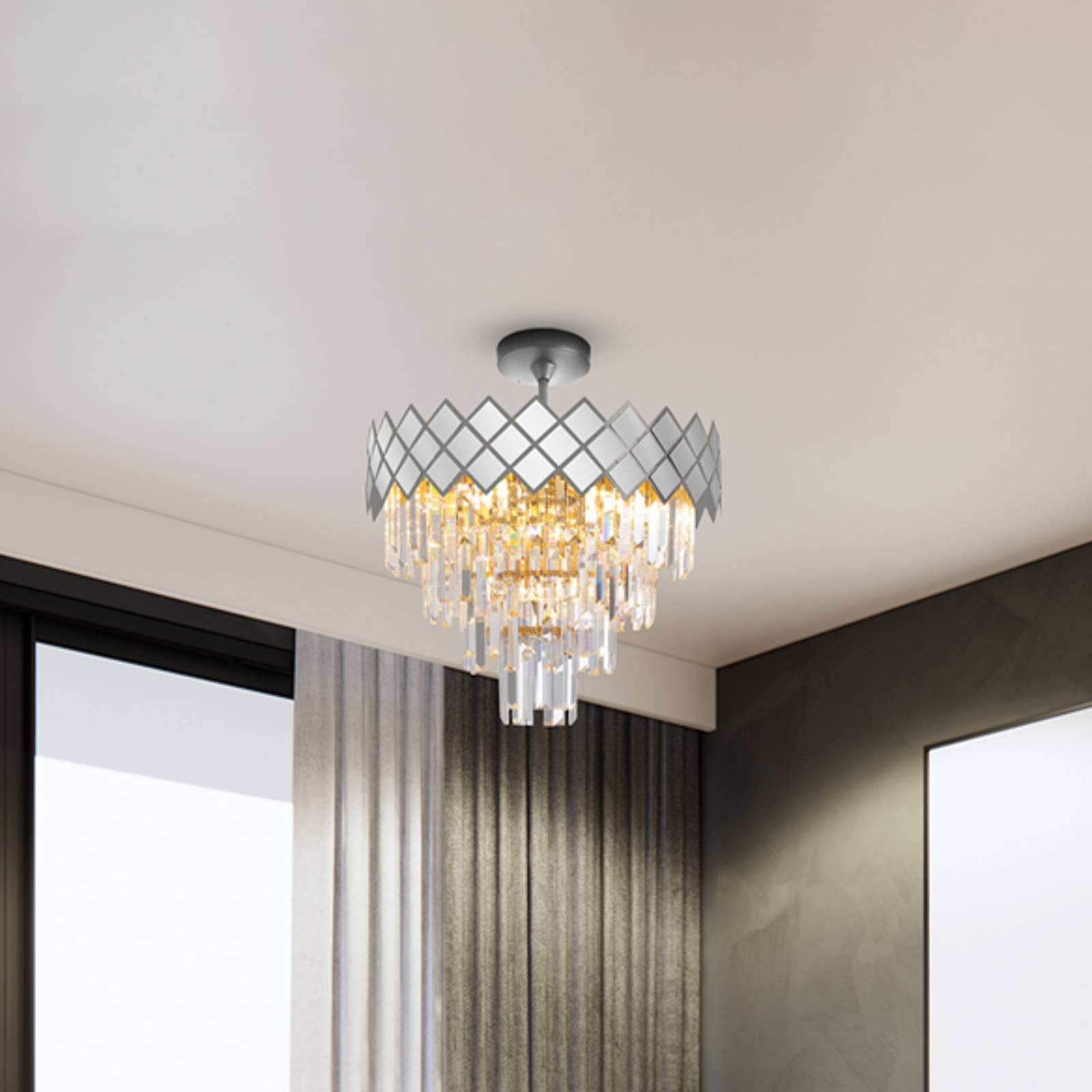 Deckenlampe Carisma Metall chromfarben Glaskristalle Ø 50 cm Deckenlampe Carisma Metall chromfarben Glaskristalle Ø 50 cm von Eko-Light