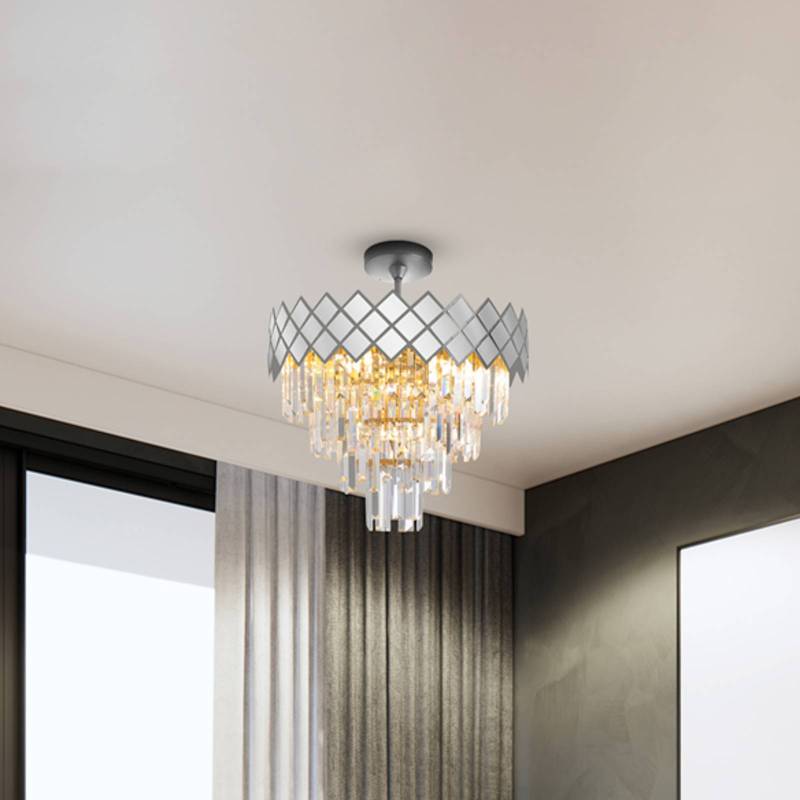 Deckenlampe Carisma Metall chromfarben Glaskristalle Ø 50 cm von Eko-Light