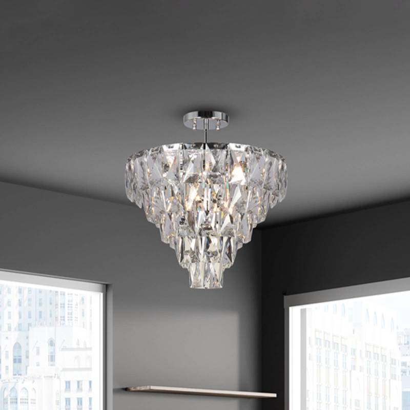 Deckenlampe Chelsea Metall chromfarben Glaskristalle Ø 50 cm von Eko-Light