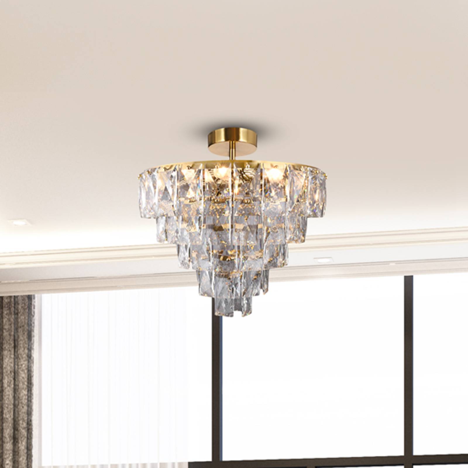 Deckenlampe Chelsea Metall goldfarben Glaskristalle, Ø 50 cm Deckenlampe Chelsea Metall goldfarben Glaskristalle, Ø 50 cm von Eko-Light