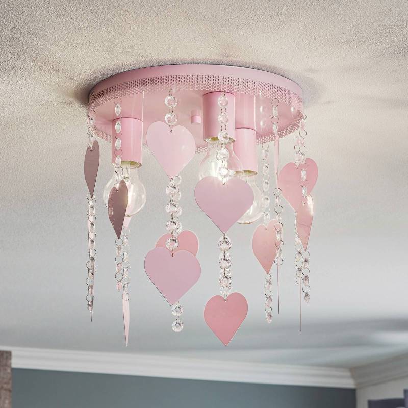 Deckenleuchte Corazon in Pink mit Herzen von Eko-Light