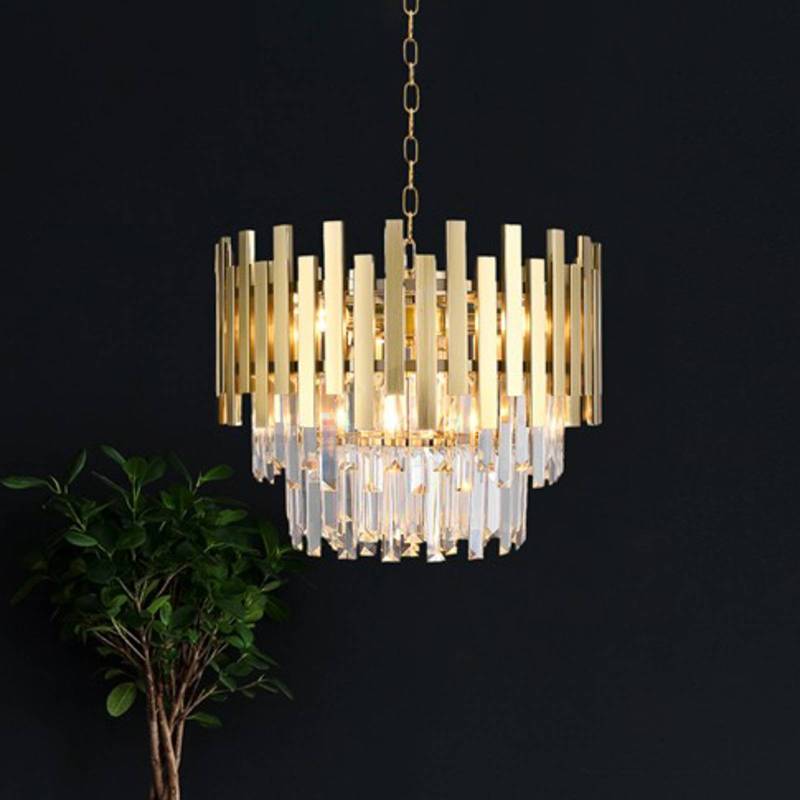 Hängelampe Aspen Metall goldfarben Glaskristalle, Höhe 30 cm von Eko-Light