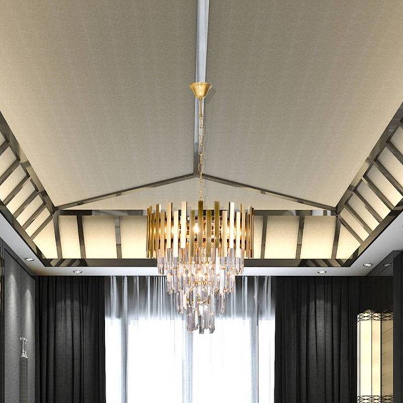 Hängelampe Aspen Metall goldfarben Glaskristalle, Höhe 50 cm von Eko-Light