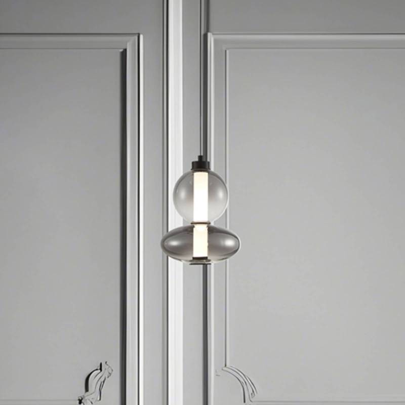 LED-Hängeleuchte Daphne, Glas grau-transparent, Höhe 28 cm von Eko-Light