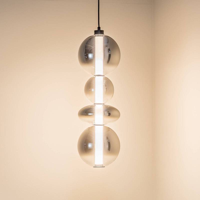 LED-Hängeleuchte Daphne, Glas grau-transparent, Höhe 62 cm von Eko-Light