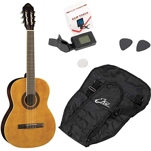 EKO GUITARS – CS-10 PACK, klassische Gitarre CS10 in der Version Pack mit Stimmgerät, Plektren und Tasche von Eko