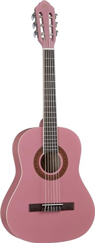 EKO Guitars - CS-5 PINK Klassische Gitarre Sudio Serie 3/4, Top aus Aganthis, Material Bänder und Boden aus laminiertem Lindenholz, Griff aus Mahagoni, Griffbrett aus Birke, inklusive Tasche, Farbe: von Eko