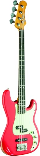 EKO Guitars VPJ-280 Fiesta Red E-Bassgitarre mit 4 Saiten, Finish der Serie "Tribute", Korpus aus Pawlonia, Hals aus Ahorn, Griffbrett mit 21 Tasten aus Harz, Eko WPC, Farbe Fiesta Red EKO Guitars VPJ-280 Fiesta Red E-Bassgitarre mit 4 Saiten, Finish der Serie "Tribute", Korpus aus Pawlonia, Hals aus Ahorn, Griffbrett mit 21 Tasten aus Harz, Eko WPC, Farbe Fiesta Red von Eko